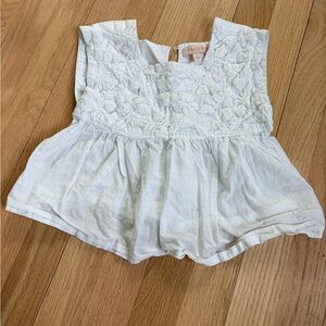 Pink Chicken Girls Size 6 White Embroidered Peplum Top Cotton